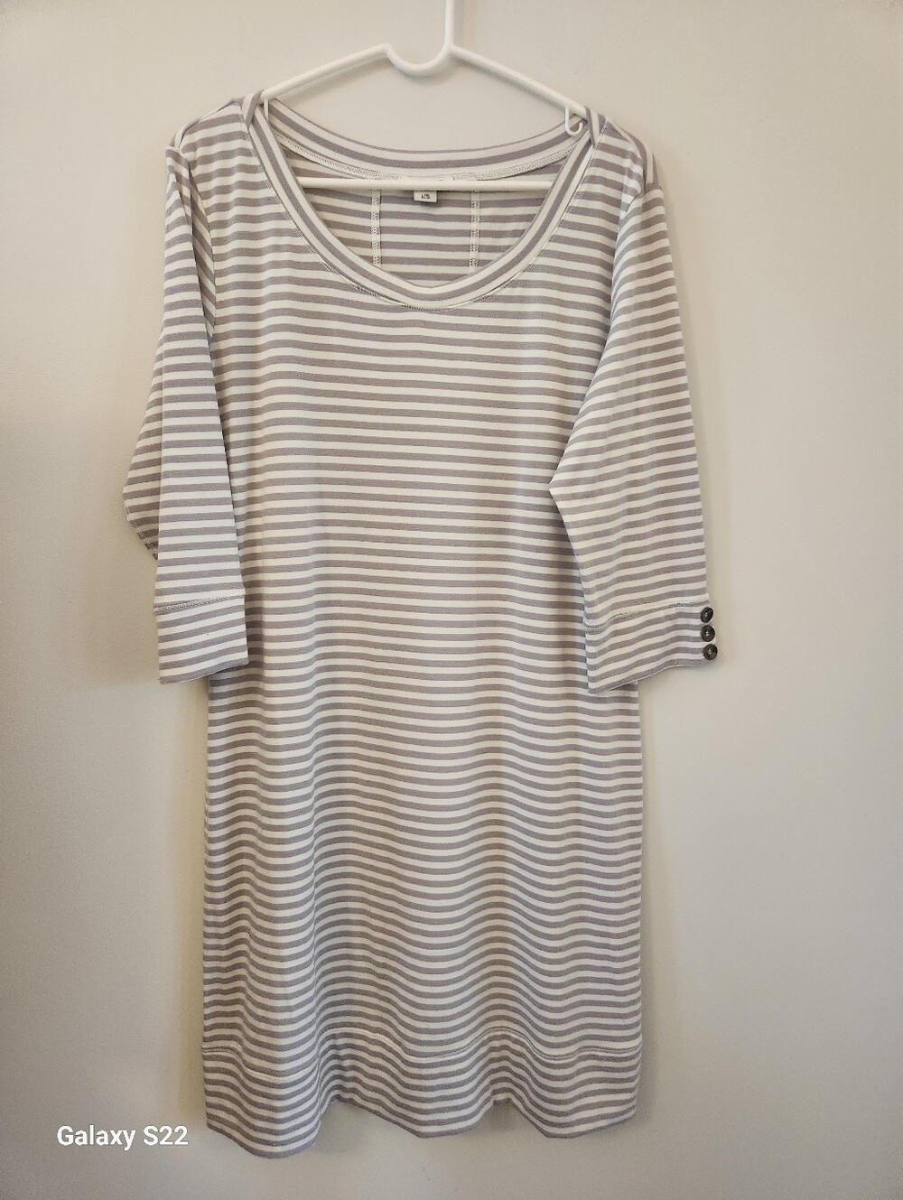 Simply Noelle Striped Midi Dress in Light Mauve and White